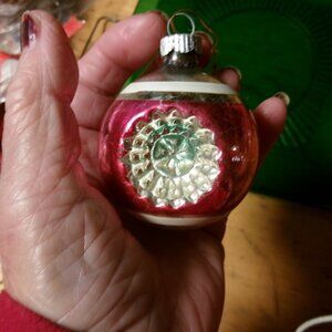 vtg shiny brite striped double atomic indent sphere VGUC